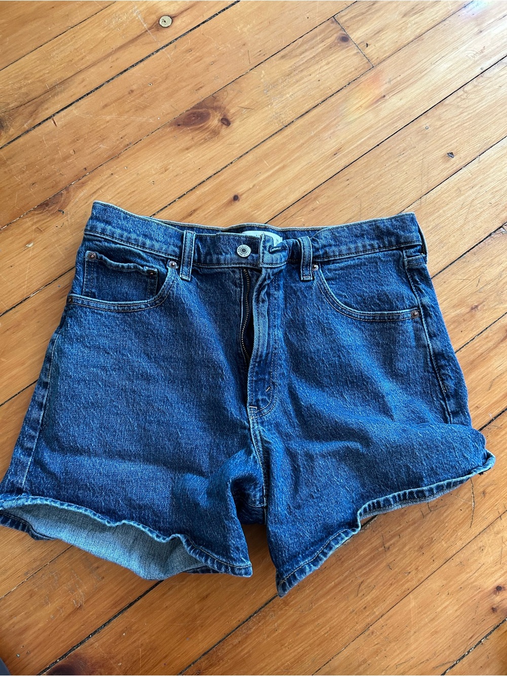 Abercrombie & fitch the dad short high rise 30 denim blue jeans